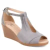 Journee Collection Womens Kedzie Wedge Sandal - Grey -Cheap Nike || Skechers || heydude Store US 01 102267 00