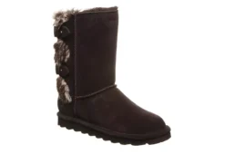 Bearpaw Womens Eloise Wide Calf Fur Boot - Chocolate