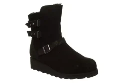 Bearpaw Womens Lucy Fur Wedge Boot - Black