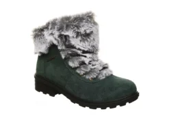 Bearpaw Womens Serenity Lace Up Fur Boot - Dark Green