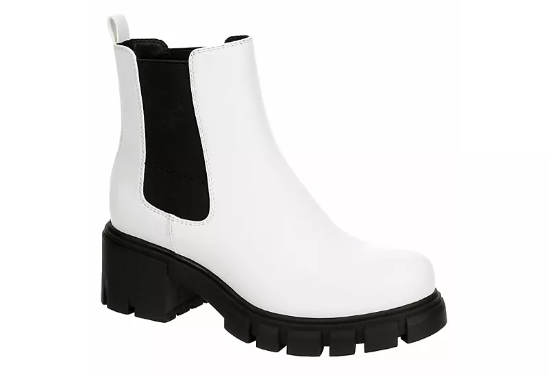 Madden Girl Womens Tessa Chelsea Boot - White 3 Madden Girl Womens Tessa Chelsea Boot - White