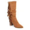 Journee Collection Womens Hartly Fringed Wide Calf Dress Boot - Tan -Cheap Nike || Skechers || heydude Store US 01 303180 00