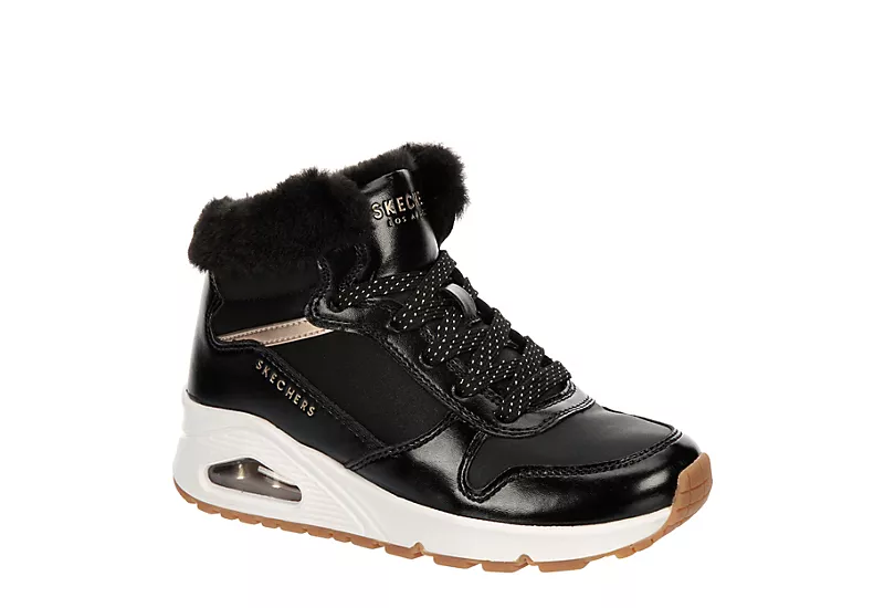 Skechers Girls Uno Cozy On Air Sneaker - Black 3 Skechers Girls Uno Cozy On Air Sneaker - Black