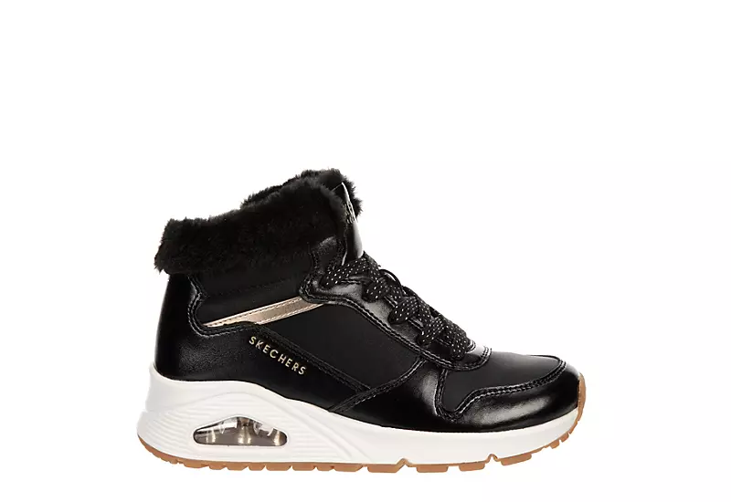 Skechers Girls Uno Cozy On Air Sneaker - Black 4 Skechers Girls Uno Cozy On Air Sneaker - Black - Image 2