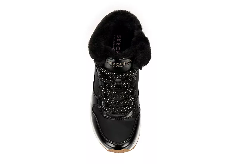 Skechers Girls Uno Cozy On Air Sneaker - Black 8 Skechers Girls Uno Cozy On Air Sneaker - Black - Image 6
