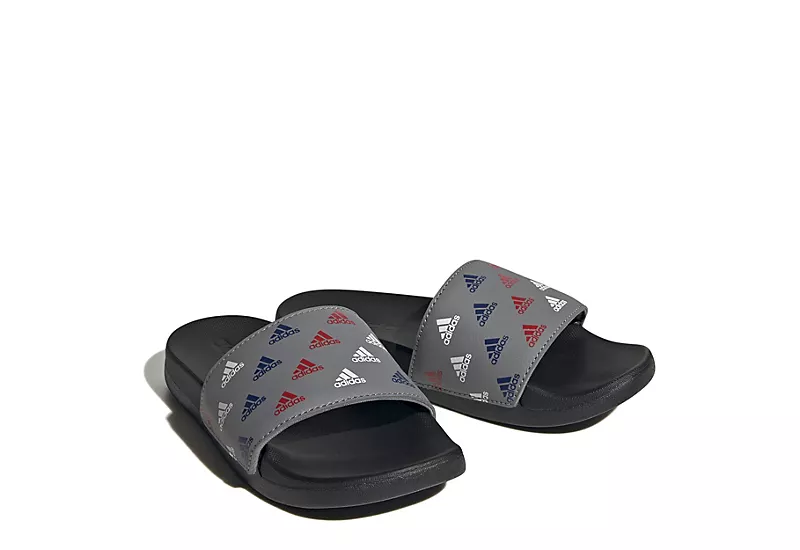 Adidas Boys Adilette Comfort Slide Sandal - Grey 3 Adidas Boys Adilette Comfort Slide Sandal - Grey