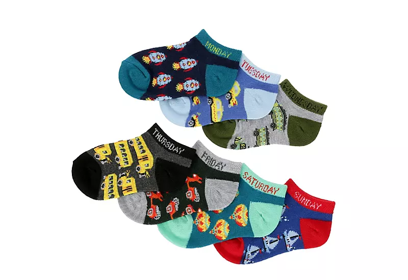 Game Sport Boys Days Of The Week No Show Socks 7 Pairs - Assorted 3 Game Sport Boys Days Of The Week No Show Socks 7 Pairs - Assorted
